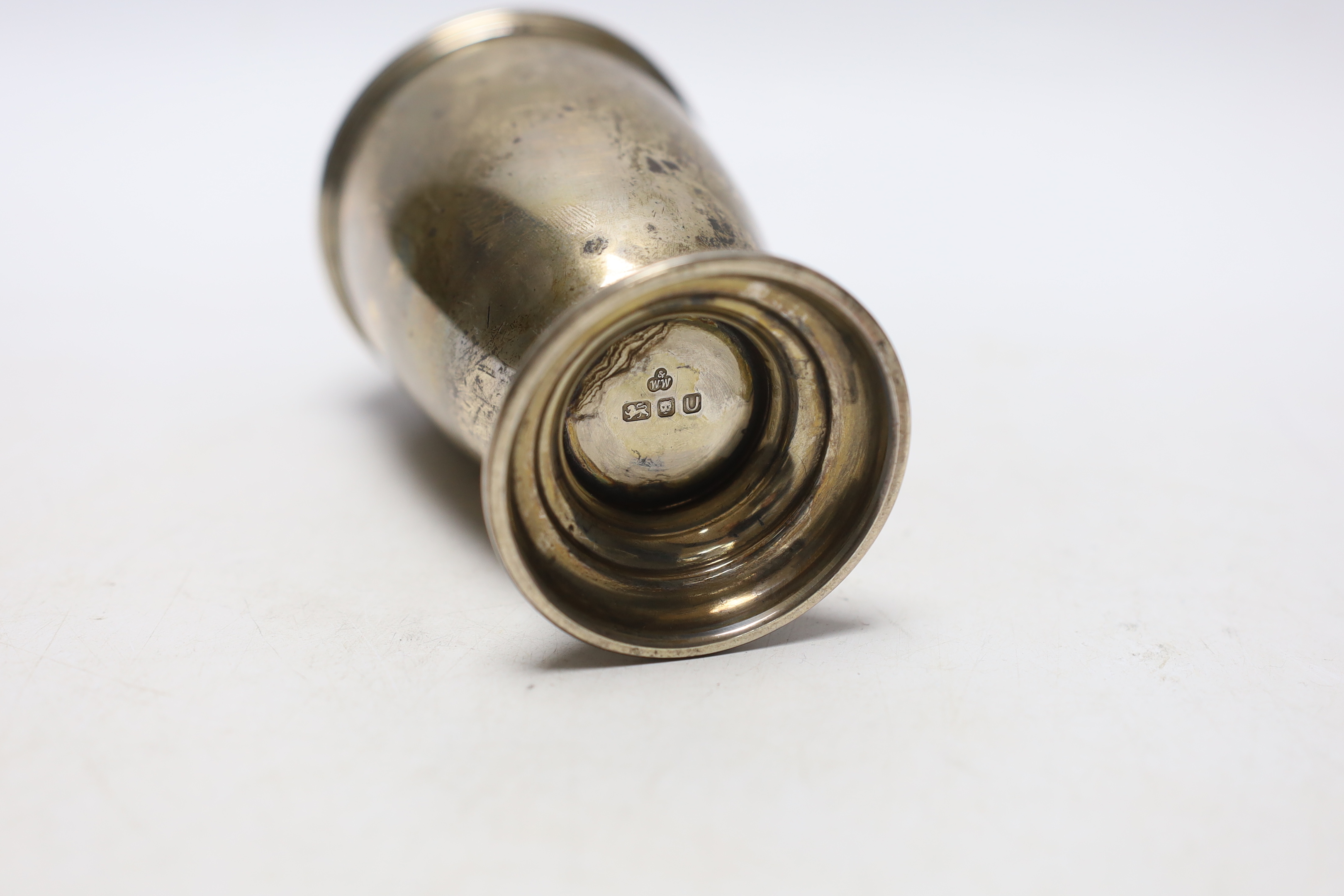An Elizabeth II silver sugar caster, Wakely & Wheeler, London, 1955, 14.7cm, 5.7oz.